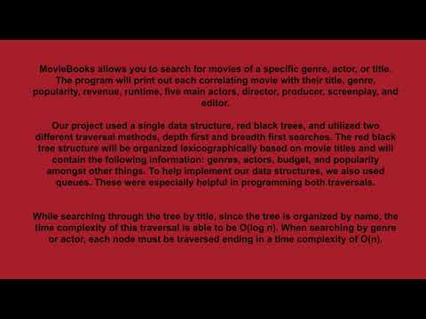 Data Structures Project 3 "Moviebooks"
