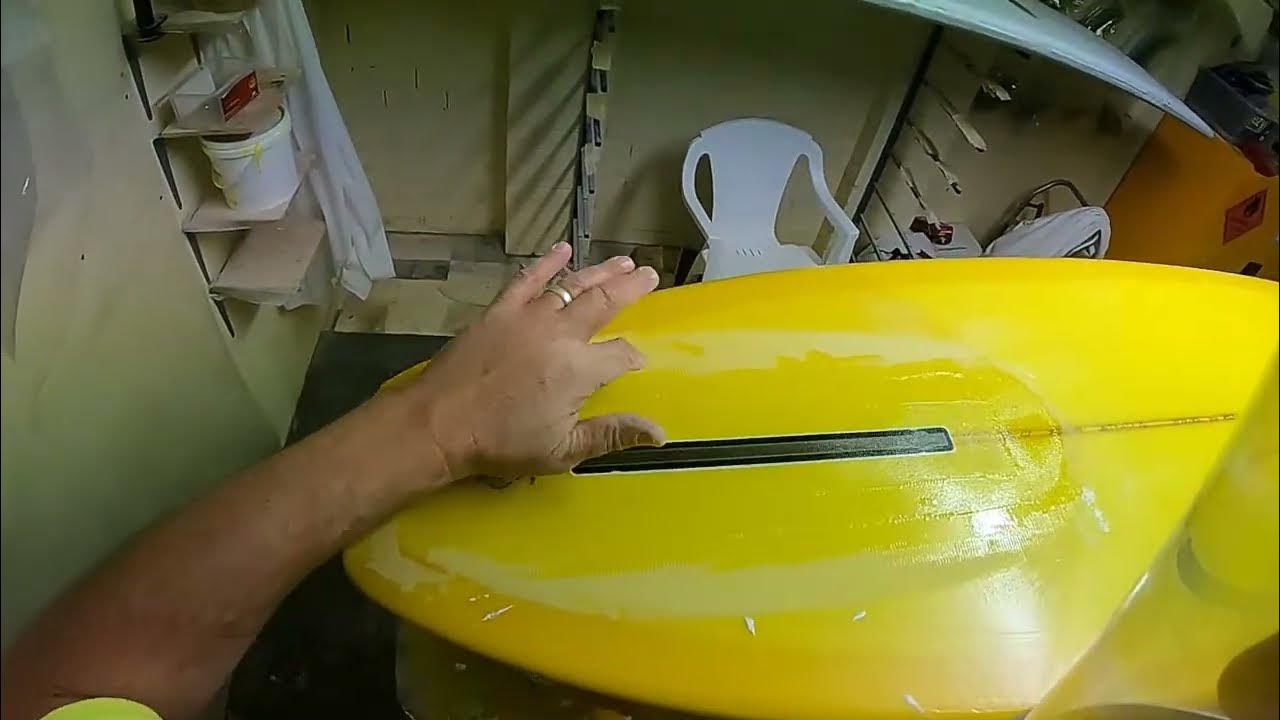 capping box 6oz surfboard shaping glassing sanding spraying fins POV