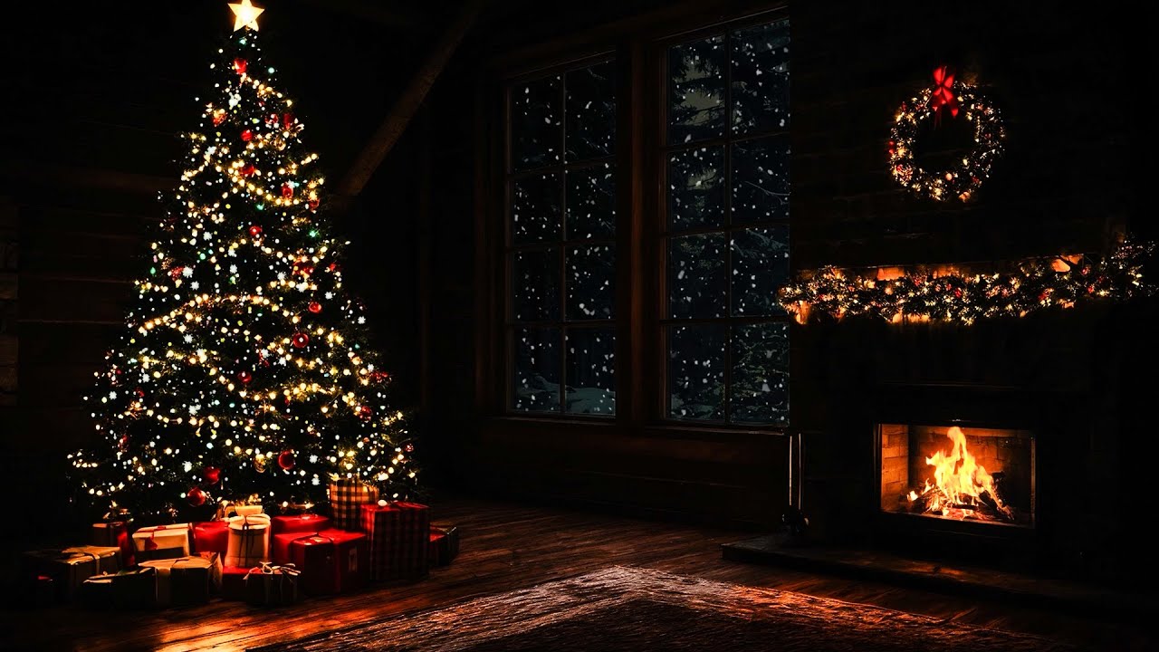 A Warm Stone Fireplace For Peaceful Winter Nights 🔥Wind, Snow & Crackling Wood Sounds For Relaxation