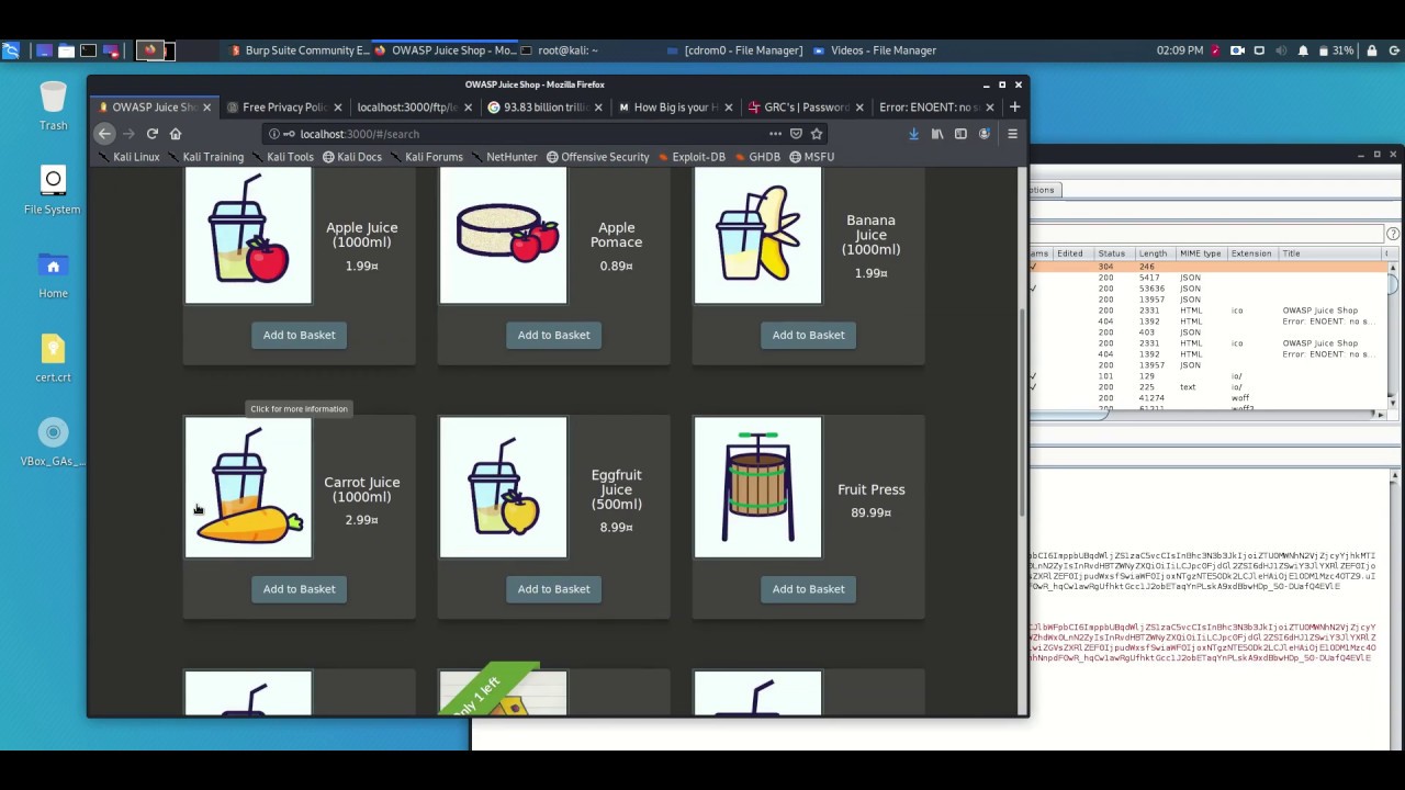 OWASP Juice Shop Solution for Product Tampering
