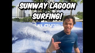 Download lagu SURFING in FLOW RIDER SUNWAY LAGOON MALAYSIA | LARGE WAVEPOOL