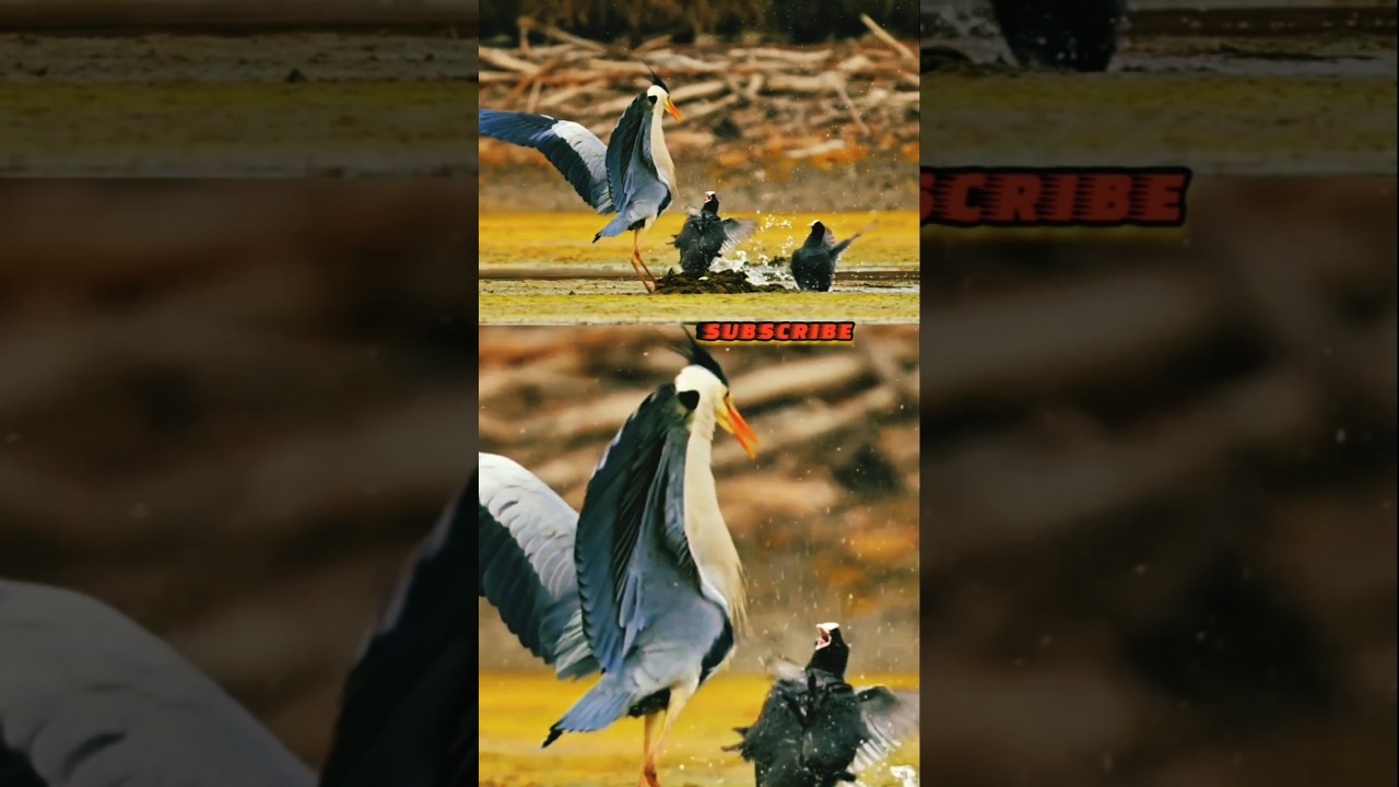 Birds hunting small bird 