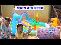 Alya Play Water Slide Inflatable toys and Surprise Eggs | unboxing Kolam renang anak
