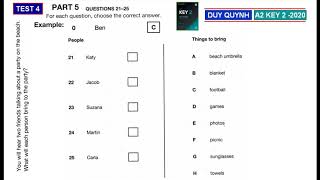A2 KEY 2 - AUTHENTIC PRACTICE TESTS 2020 – TEST 4 PART 5     #a2key2        #ket2020    #voduyquynh