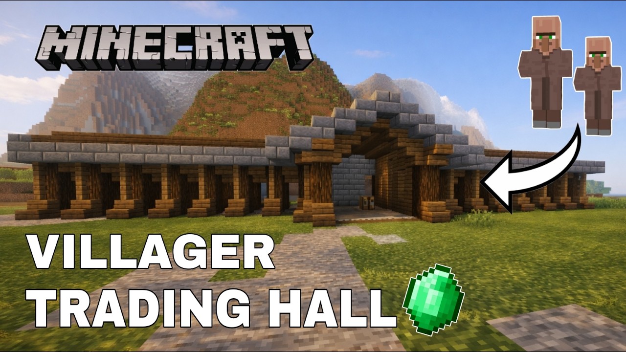 Minecraft: How to Build a Villager Trading Hall - YouTube