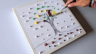 How To Draw Simple & Easy Tree / Easy Acrylic Painting Technique