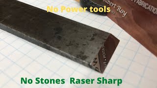 Sharpening a chisel without any stones or power tools