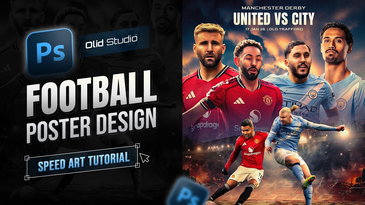 Manchester Derby | Matchday Poster Design in Photoshop - YouTube