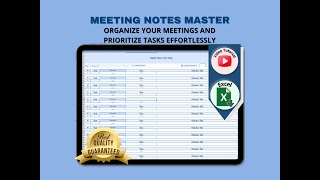 Meeting Notes Template: Action Item Planner for Meetings - Excel Version Meeting Notes Template: Action Item Planner for Meetings - Excel Version
