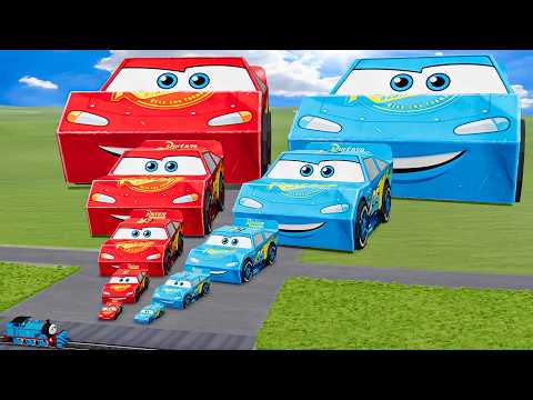 Big & Small Colors Lightning Mcqueens vs Trains | BeamNG.Drive