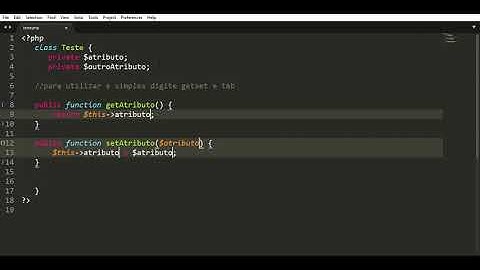 Sublime Text 3 - Snippet para gerar getters e setters em PHP