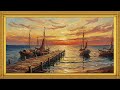 Sunset Pier Painting 🌅 4K Ocean Ambience | Museum Art Screensaver for TV & Exhibitions (4 Hours)