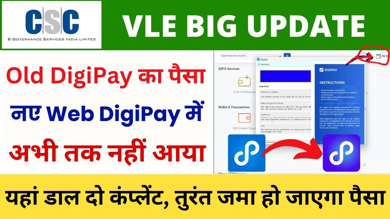 CSC Old Digipay Balance in New Digipay Web Wallet | पुराने DigiPay का ...