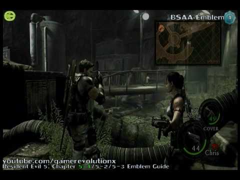 Resident Evil 5 BSAA Emblem Guide Chapter 5 (5-1, 5-2, & 5-3) (x360a)