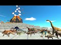 Animal vs. Dinosaur speed race. Volcano climbing course! | Animal Revolt Battle Simulator