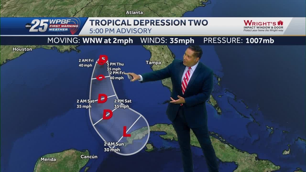 Tropical Depression Two forms in Gulf of Mexico - YouTube