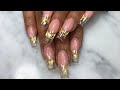 HOW TO: Crystal Clear French With Gold Leafs | Acrylic Nails Tutorial | For Beginners