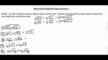 Chapter 6-3 video 1: Adding and Subtracting Radical Expressions