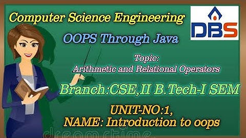 DBS -ARITHMETIC AND RELATIONAL OPERATORS, CSE UNIT-1: INTRODUCTION TO OOPS,II YEAR-1st SEM, JAVA