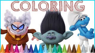 Coloring Smurfs the Lost Village Trolls Movie Captain Underpants Coloring Pages for Kids