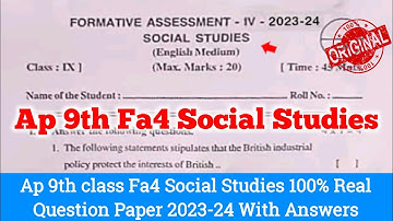 9th class social studies 💯real question paper 2024 and answers|9th Fa4 social studies question paper