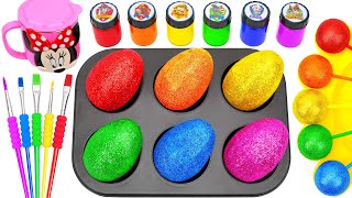 Satisfying Video l How to make Rainbow Lollipop Candy and 6 Glitter Eggs From Color Beads ASMR