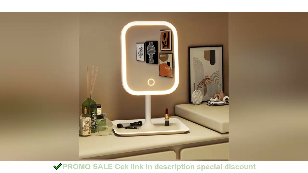 Niche Modern Desktop Vanity Mirror 3 Color Light LED Makeup Mirror Touching Mirror Women Bedroom Dre