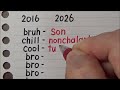 2016 vs 2026 slang