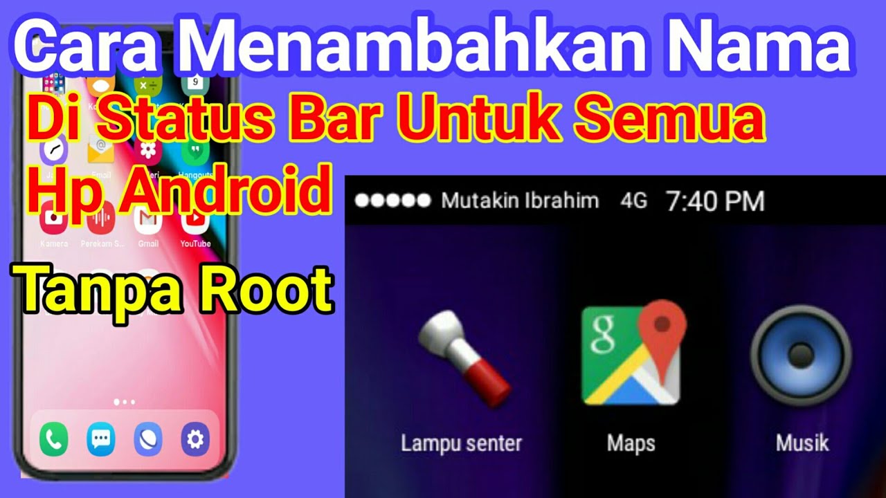 CARA MENAMPILKAN NAMA DI STATUS BAR ANDROID - YouTube