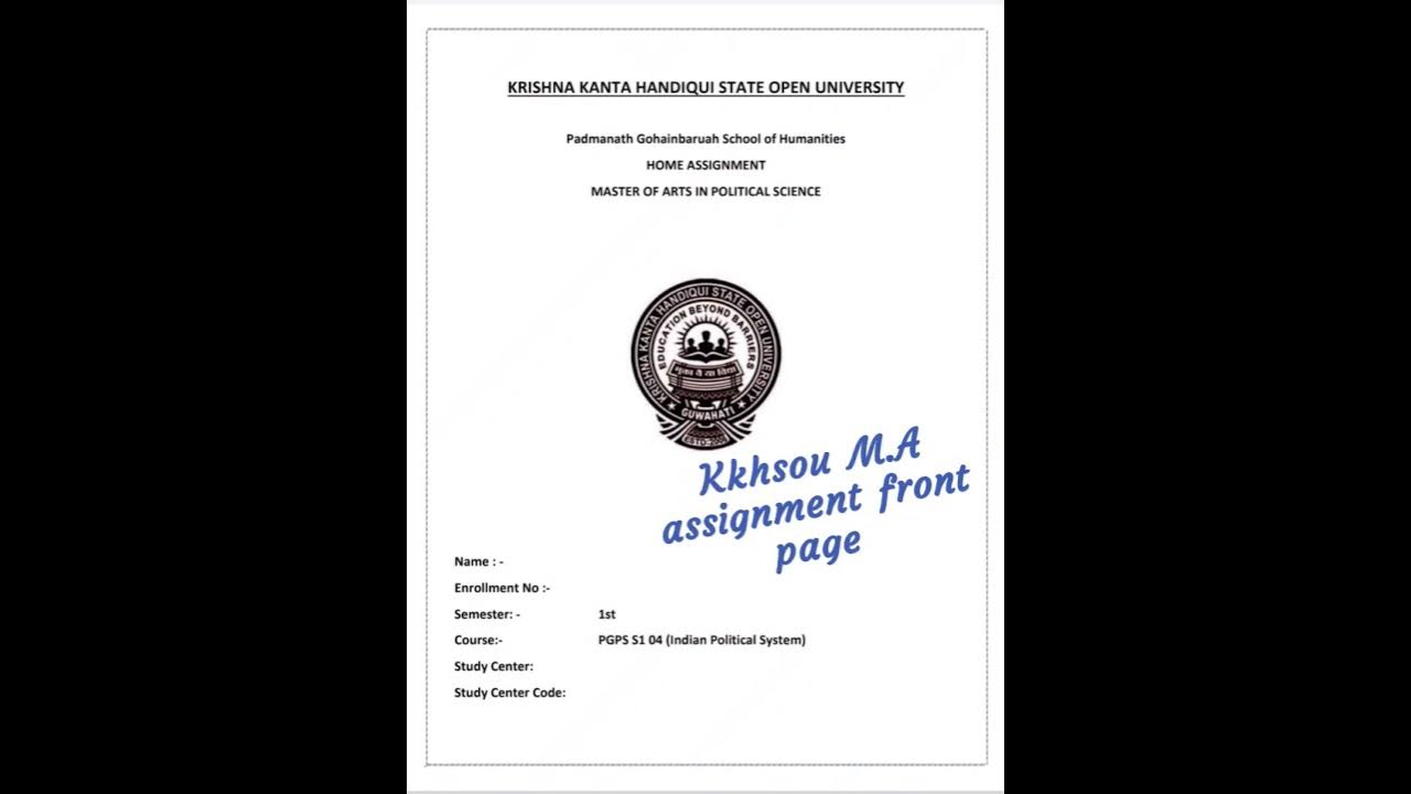 kkhsou dissertation front page