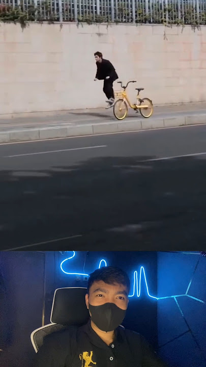 It's really confusing to think about whether this person is actually riding a bicycle or not.