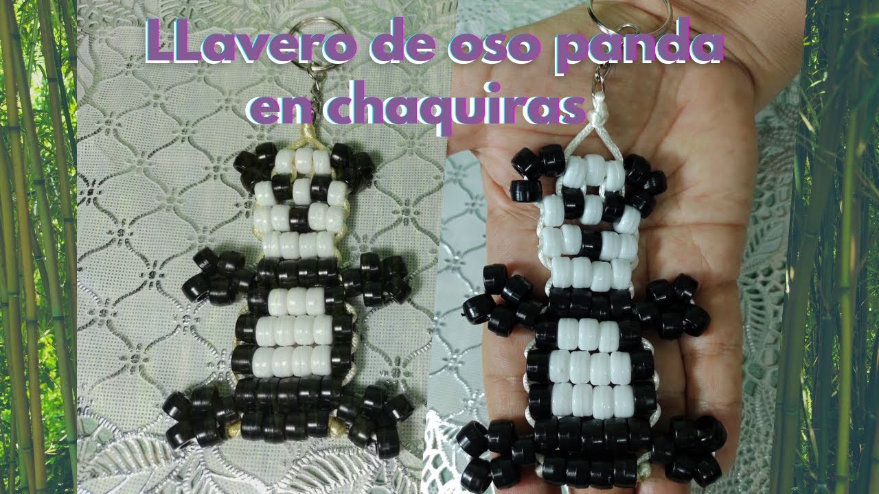 Cómo hacer un llavero de oso panda con chaquiras, paso a paso!♥