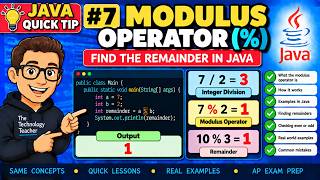 Full Java Quick Tip #7: The Modulus Operator (%) | Find the Remainder in Java! Update