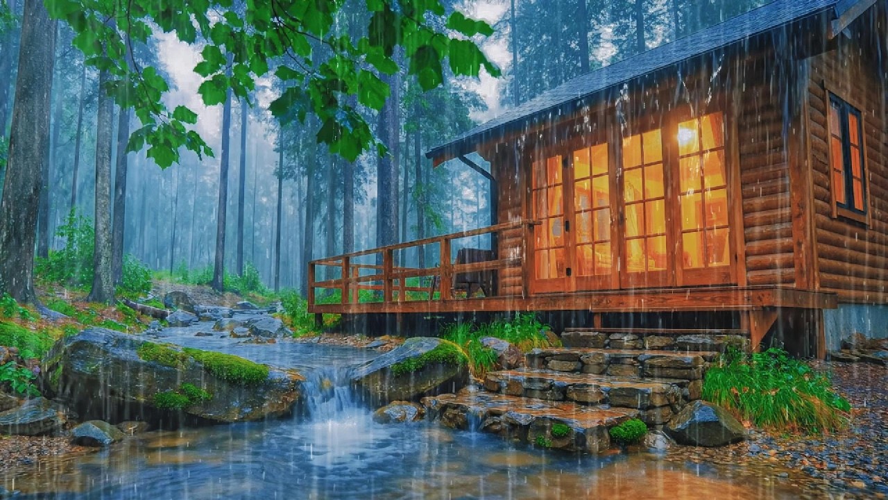 Fall Asleep Naturally with Heavy Rain on a Forest Stream | LIVE ASMR Rain Sounds for Deep Sleep