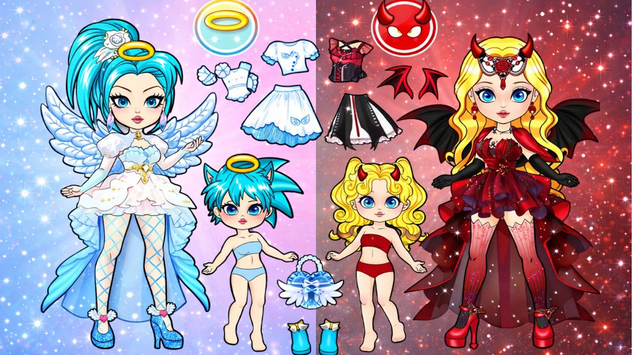 Ангел против принцессы-демона 👼😈 | Преображение бумажной куклы своими руками | Бумажная кукла Пинки