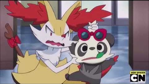 Braixen and Pancham fighting (Pokemon XYZ)