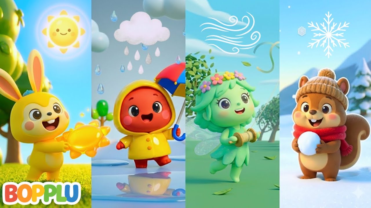 Kids Weather Song | Learn Sunny, Rainy, Windy, Snowy | Bopplu