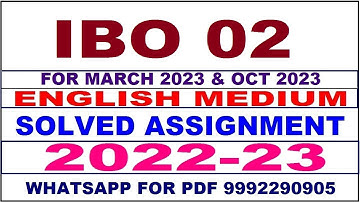 ibo 2 solved assignment 2022-23 | ibo 2 solved assignment in english 2022-2023 | ibo 2 2023