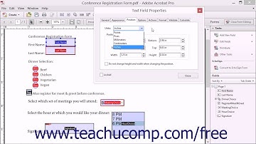Position Properties of Form Fields - Adobe Acrobat XI Training Tutorial Course