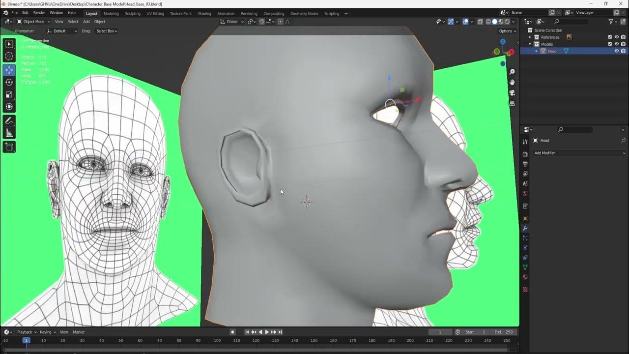 05. Blender Head Model Ear Model YouTube