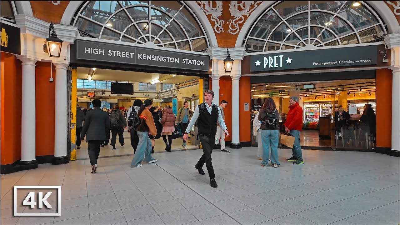 Evening Walk Along Kensington High Street | London’s Affluent Street, Shops & Restaurants | 4K HDR