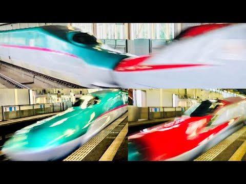 東北新幹線  E5系 E6系  高速通過  新花巻駅  /  新幹線車内チャイム等  ( passing the fastest Shinkansen )