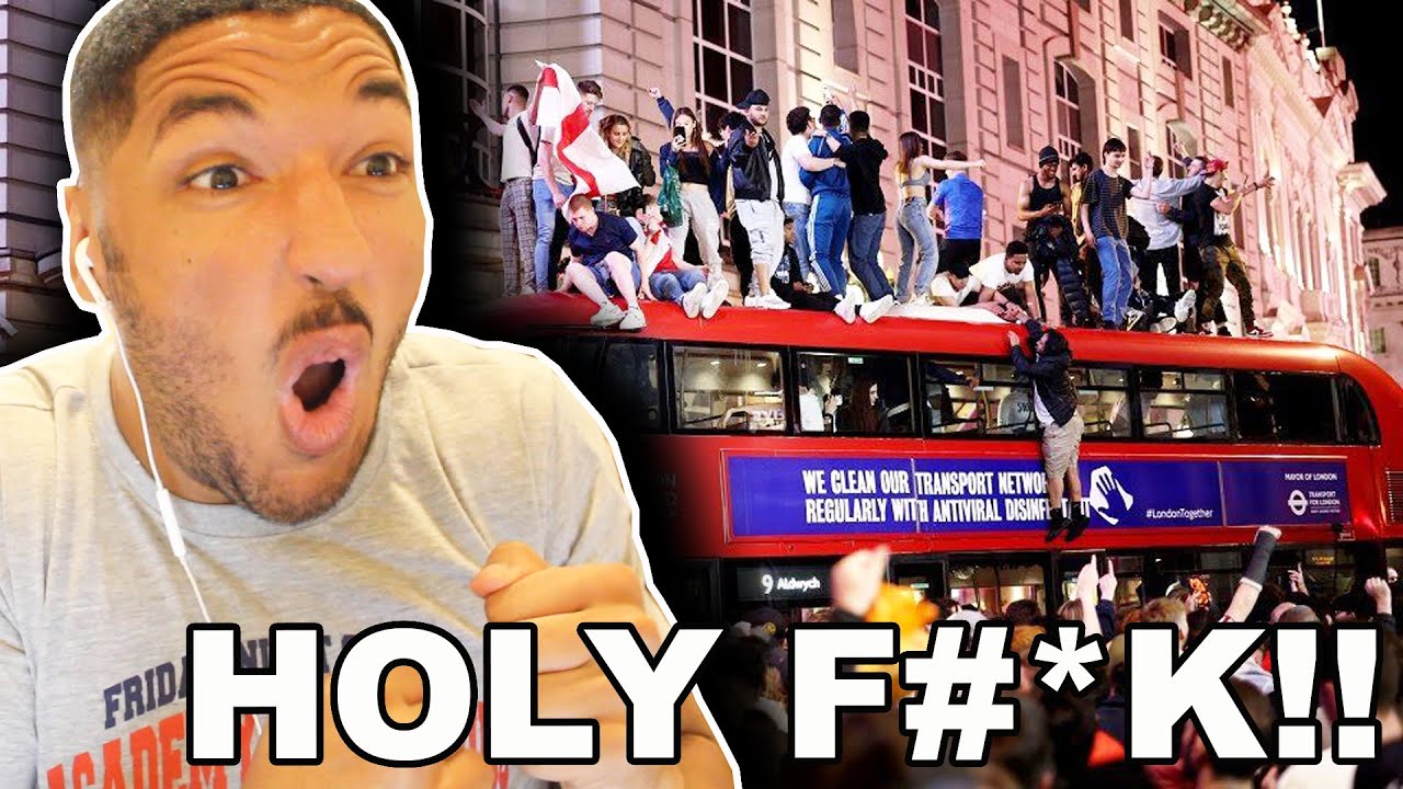 American Soccer Fan Reacts to CRAZY ENGLISH FAN SCENES AS ENGLAND REACH