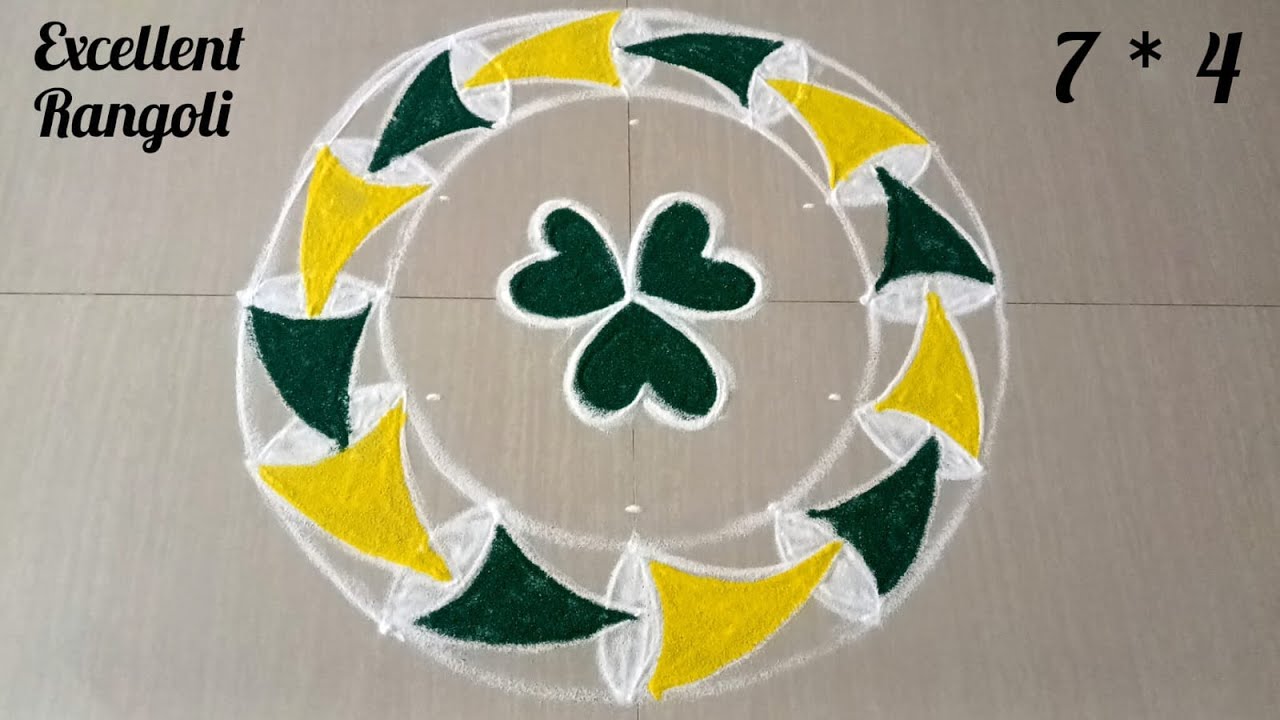 🌺Ice cream🍦kolam🌺7*4 dots 3d rangoli #youtubevideo #new #trending #yt #viral @Excellent Rangoli