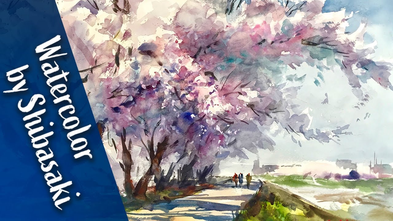 Watercolor demonstration | Sakura (Cherry blossom) 水彩画〜桜