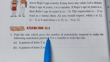 Ex-11.1 Chapter -11 Algebra  || Class 6th Maths
