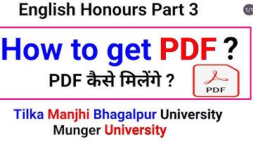 English Honours BA Part 3 Notes, Munger University, Tilka Manjhi Bhagalpur University, T.M.B.U.