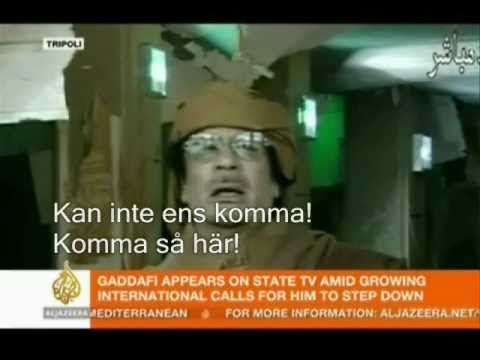 Muammar Gaddafi talar svenska - oklippt