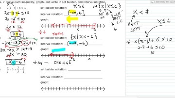 MAT 123 Finite Math Section 1.1 Part 3 Solving Inequalities