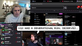 xQc Reacts to Asmongold Claiming "xQc Deserves More Respect Respect for his Generational Run"